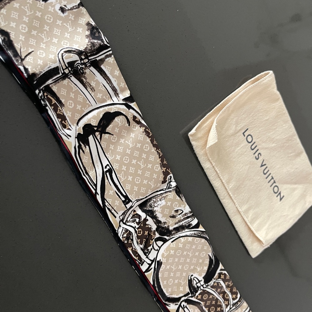 Louis Vuitton Red and Beige Monogram Scarf